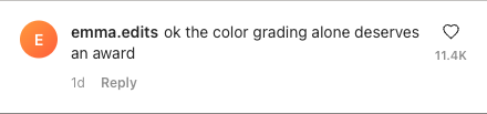 instagram comment generator example — light mode comment with 11k likes
