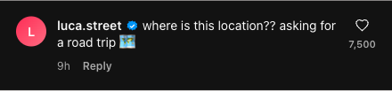instagram comment generator example — verified comment asking for a location